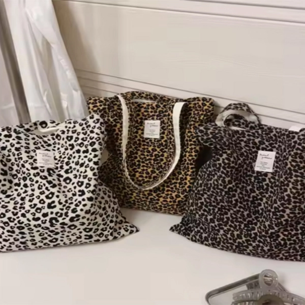 Leopard Print Canvas Tote Bag