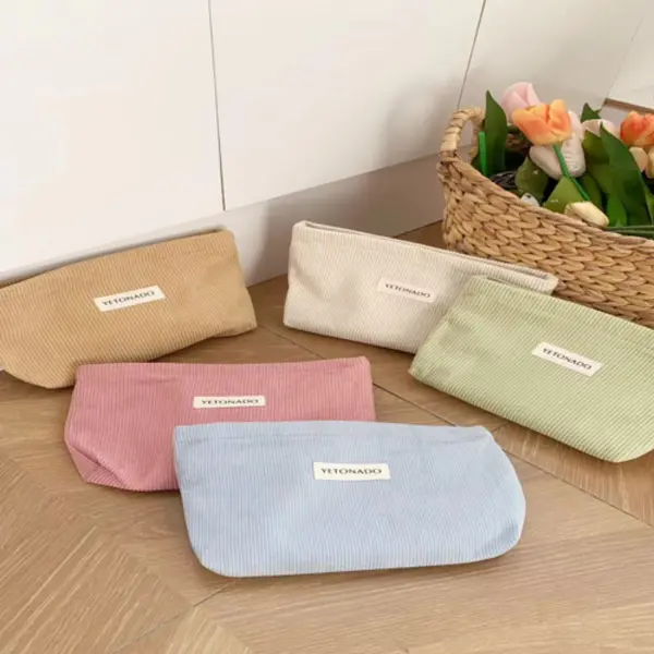 Custom Logo Corduroy Makeup Bag