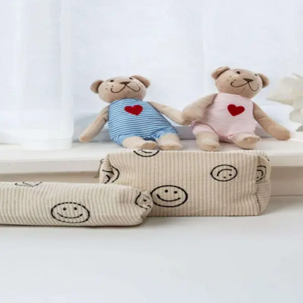 Corduroy Makeup Zipper Pouch Travel Toiletry Bag