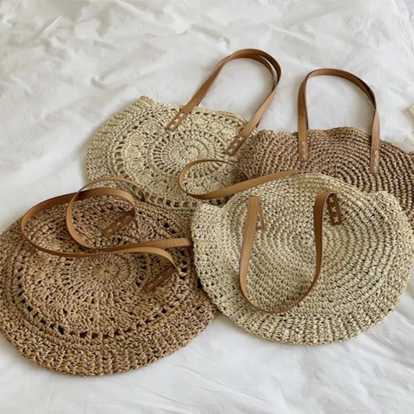 Women Straw Tote Bag Summer Beach Handbag Shoulder