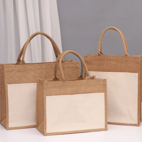 Jute Handbags With Cotton Canvas Pocket