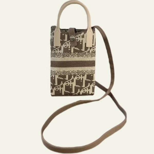 Smart Knitted Phone Shoulder Crossbody Bag Letters With Silicone Handle