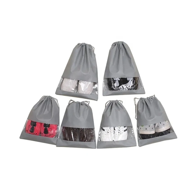 PVC Window Drawstring Shoes Bag Travel Storage