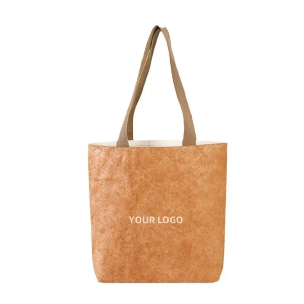 Washable Kraft Paper Shopping Bag Large With Nylon Strap