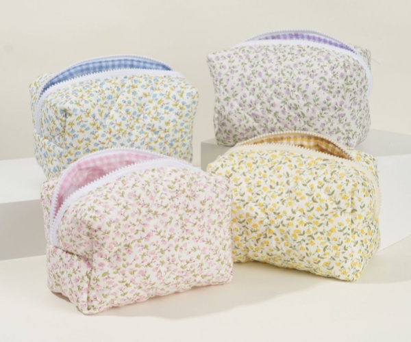 Floral Printing Cotton Qulited Makeup Bag