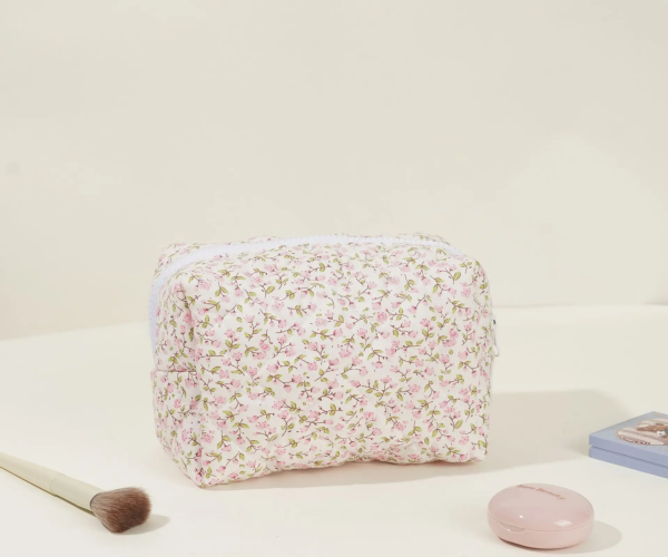 Floral Printing Cotton Qulited Makeup Bag