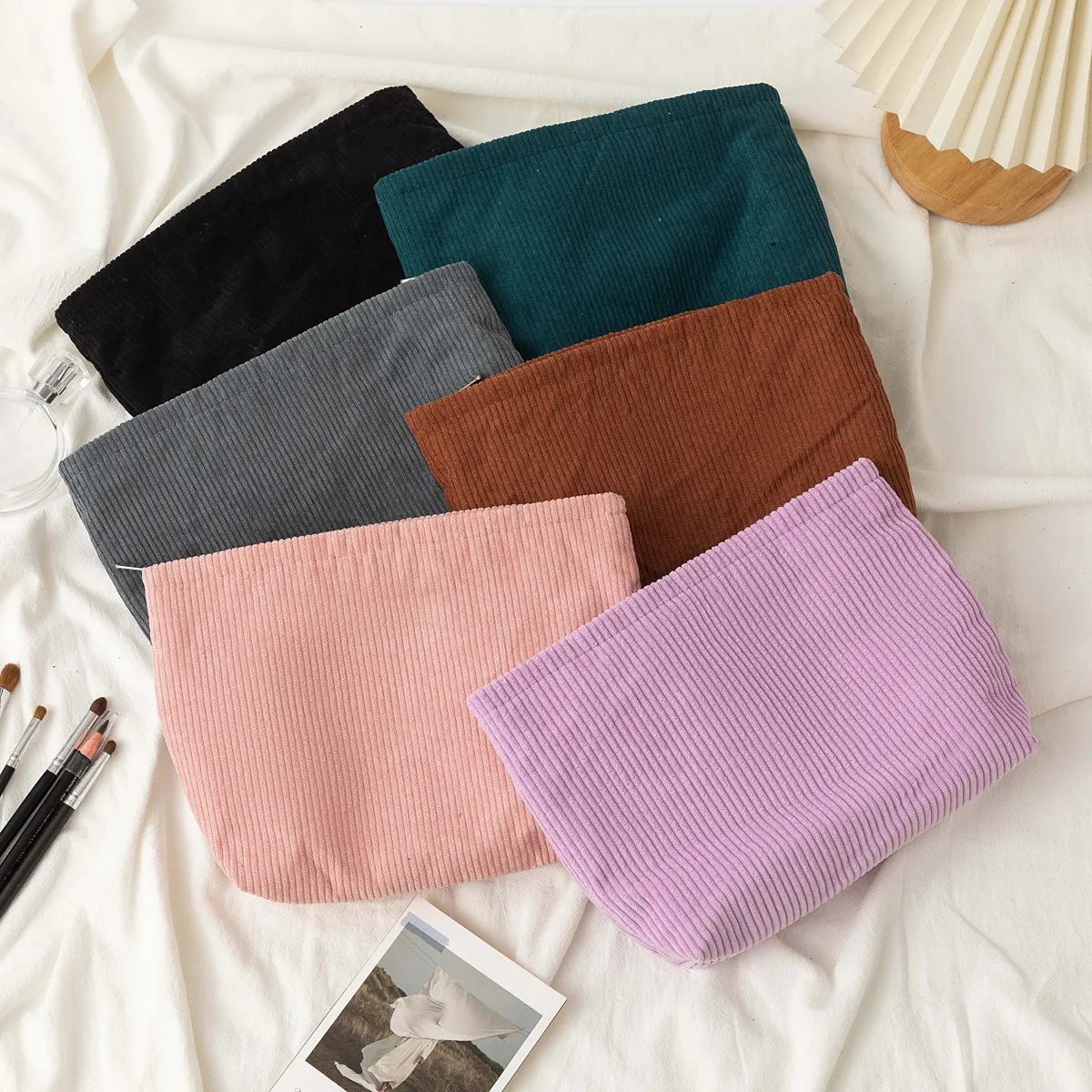Premium corduroy makeup bag factory