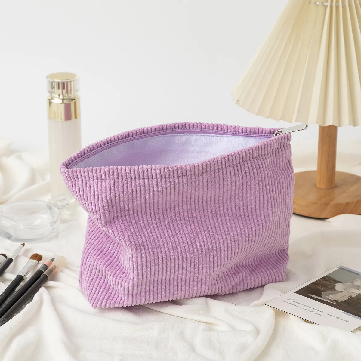 pink corduroy cosmetic pouch manufacturer