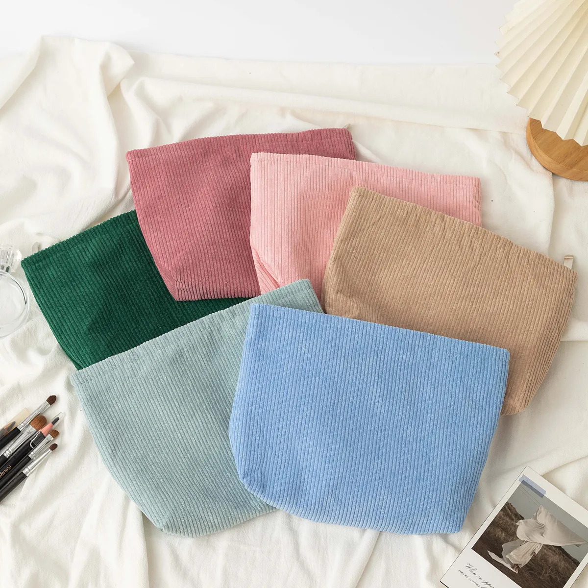 Custom corduroy makeup bag wholesale